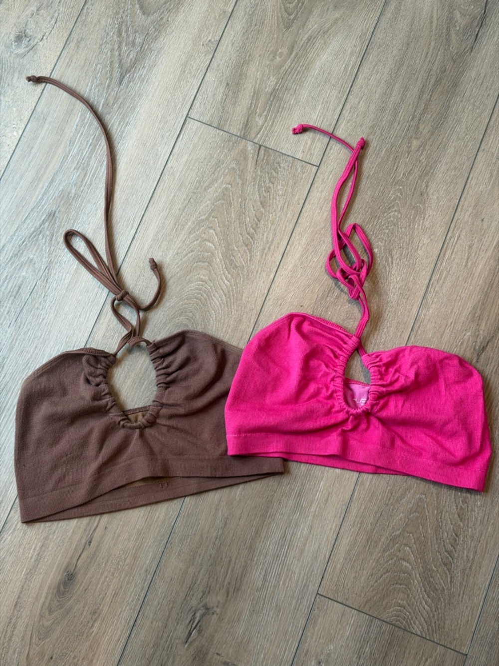 Urban Outfitters Hot Pink Ribbed Halter Crop Top